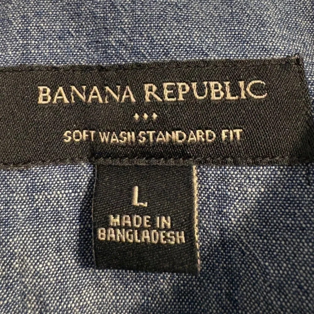 Banana Republic Mens Soft Wash Standard Fit Gingham Shirt Yellow Blue Green‎ L